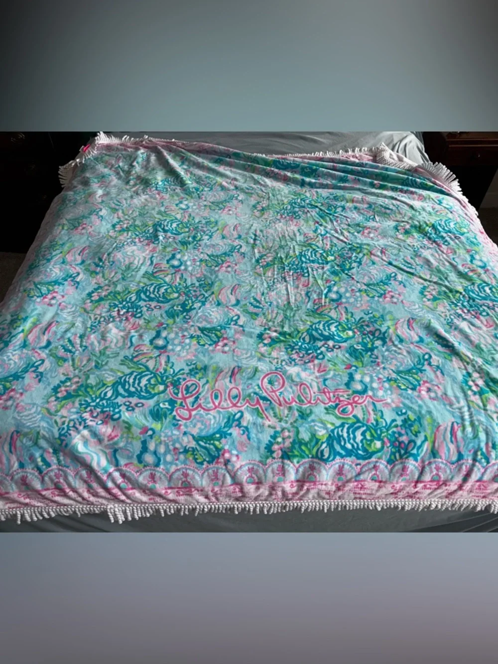 Lilly Pulitzer Blue Ibiza Aqua La Vista Towel Blanket
